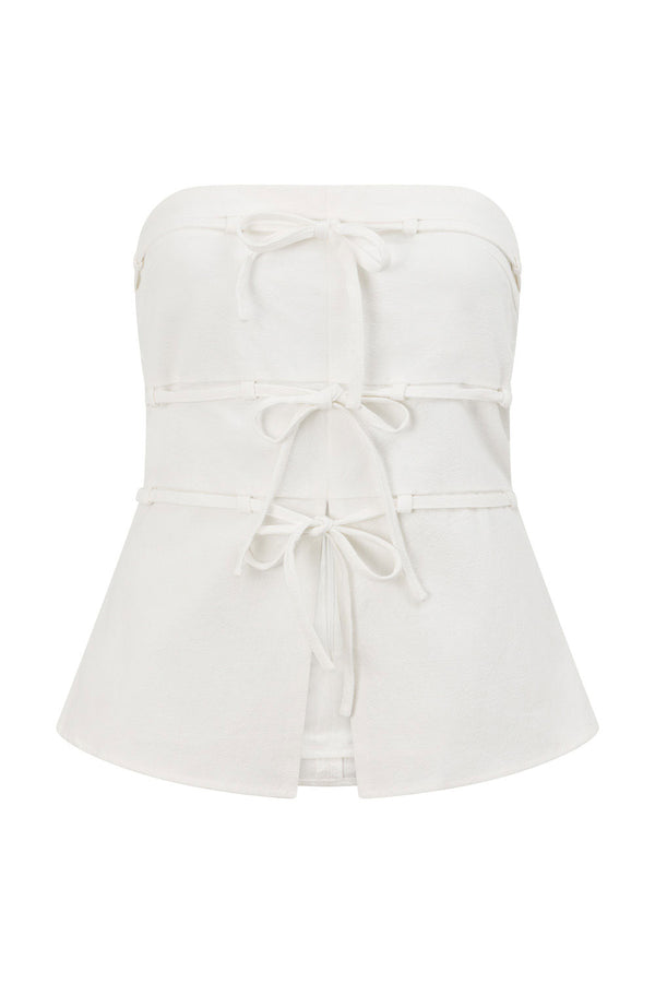 White Strapless Tie Esperanza Top