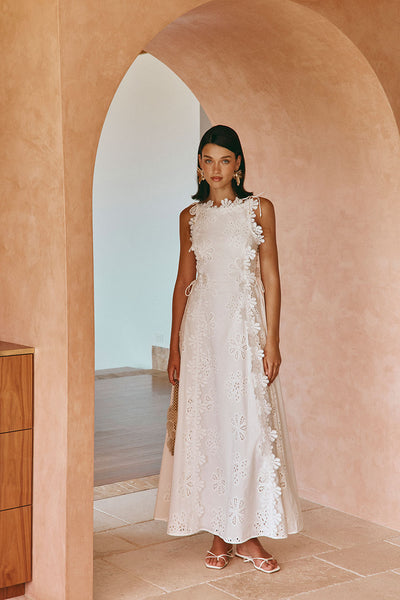 Araminta Embroidered Maxi Dress - Stella Marina - White  SABO