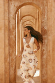 Cream Matia Print V Neck Maxi Serene Dress