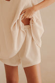 Beige High Waist Elastic Drawstring Boston Shorts