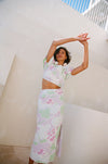 Elika Midi Split Skirt - Misty Floral Pink Purple Green