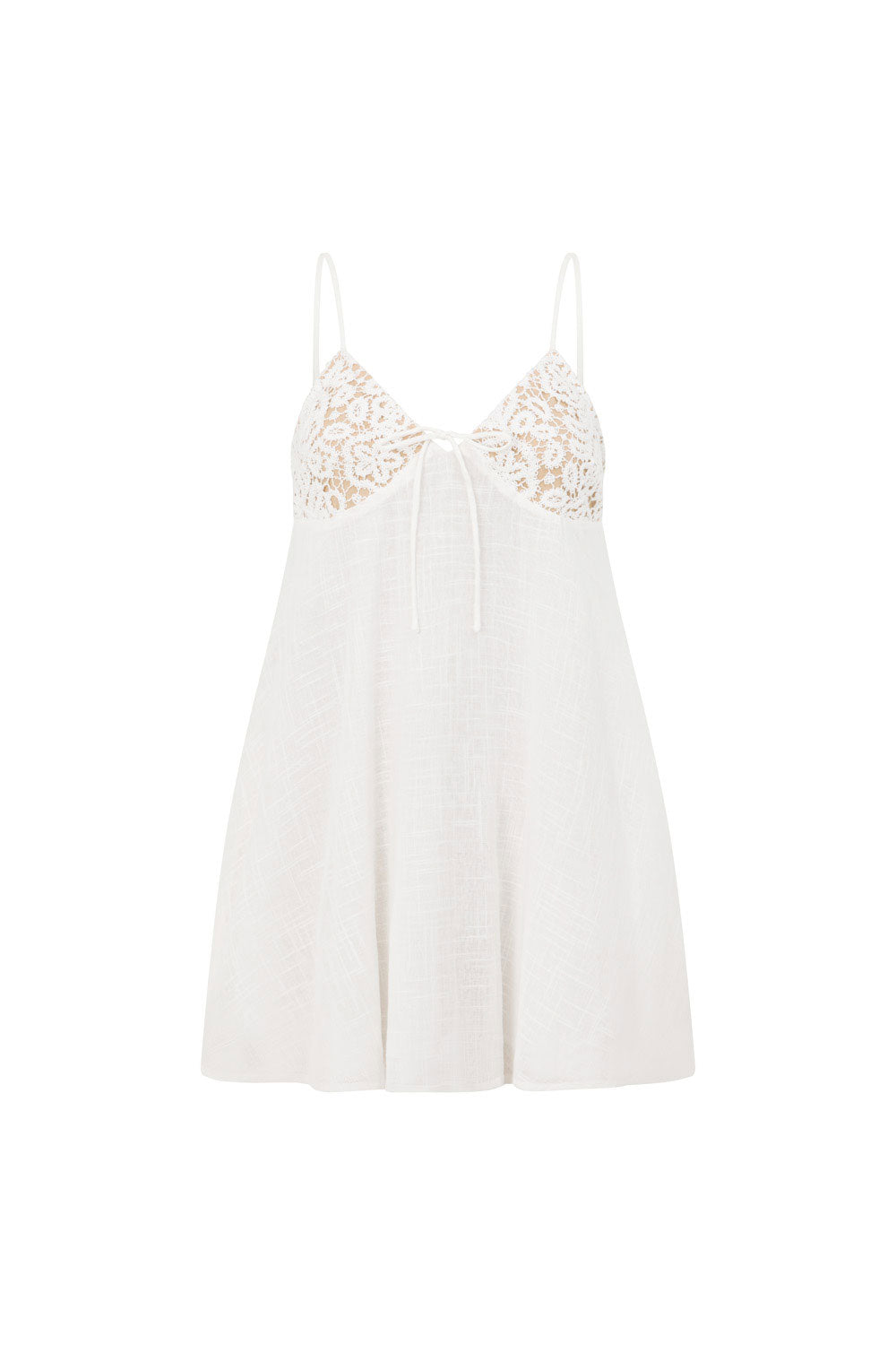Bridal White Lace Strappy Babydoll Mini Bambi Dress
