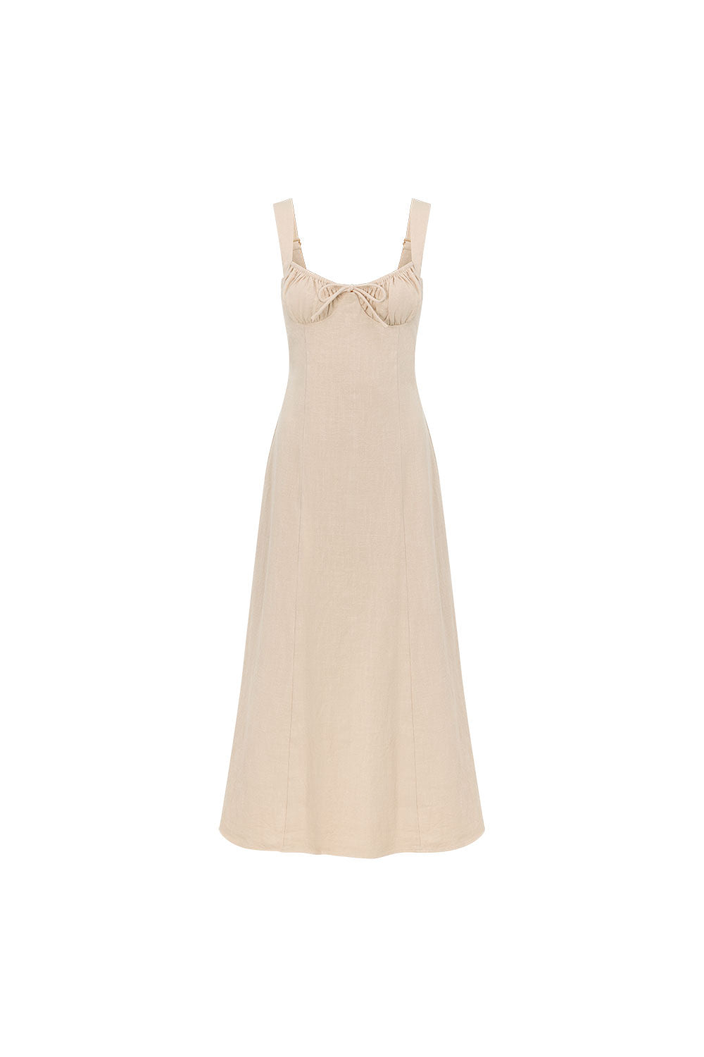 Beige Milkmaid A-Line Maxi Arlette Dress