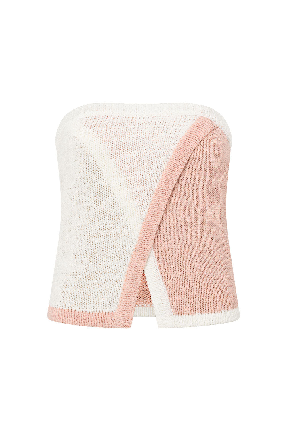 Pink Knit Strapless Overlay Elastic Danita Top