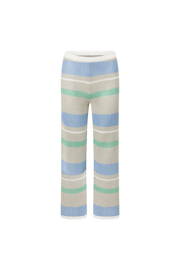 Grey Stripe Knit High Waist Elastic Astea Pants
