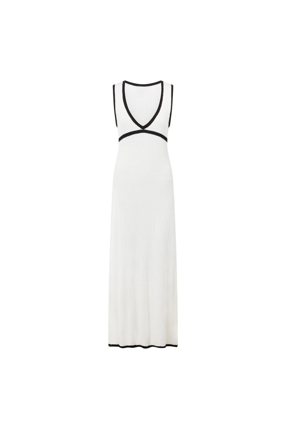 White Knit V Neck Maxi Paragon Dress