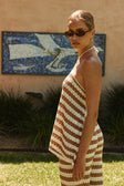 Brown and Cream Stripe Knit Halter Eros Top