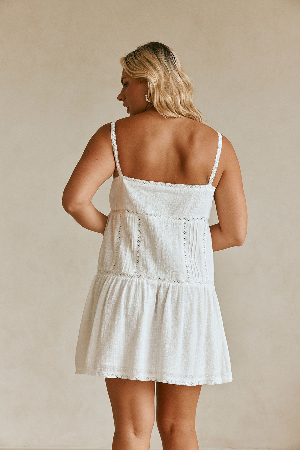 Eli Thin Strap Button Up Mini Dress - White