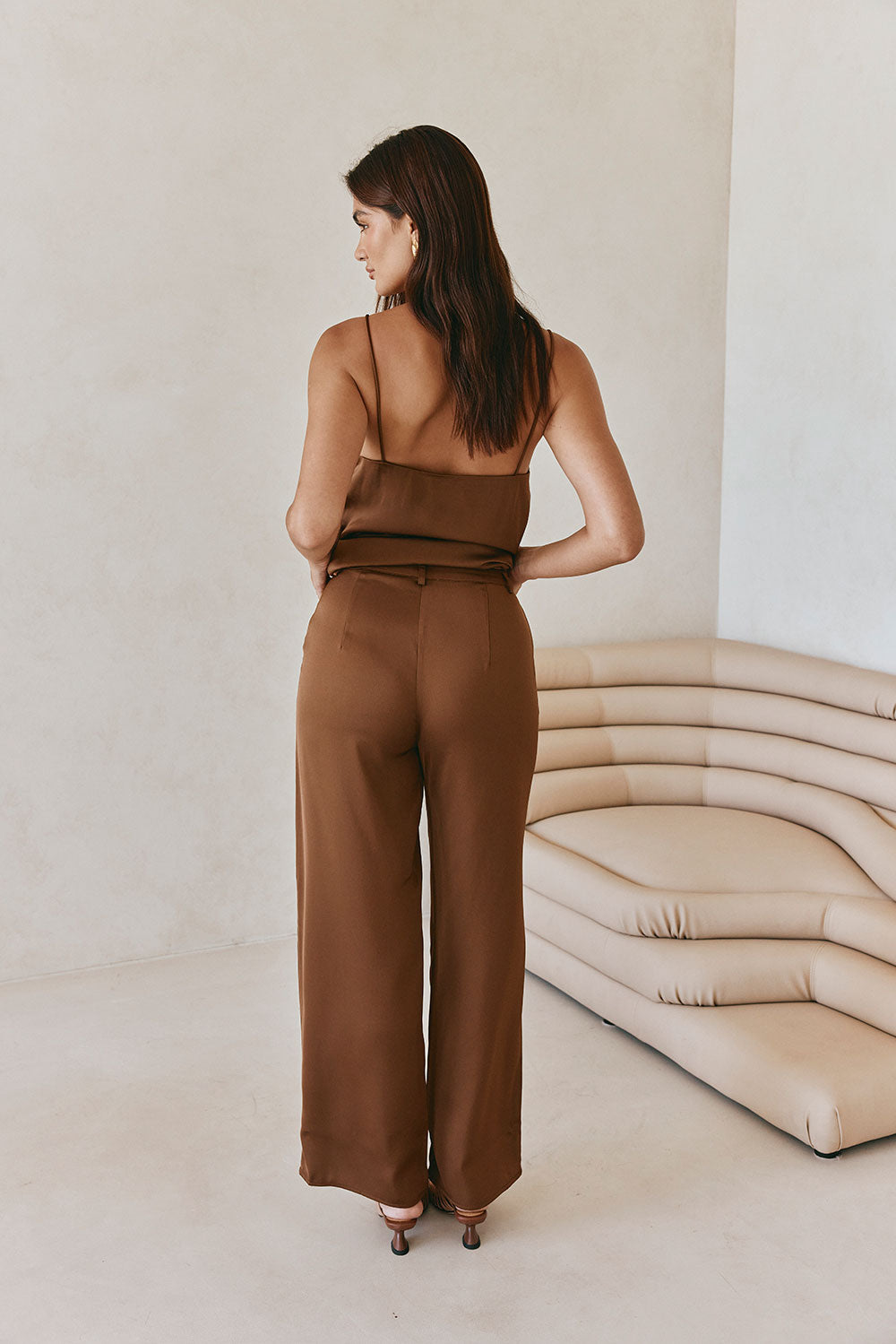 Chocolate Brown High Waist Pocket Trouser Zarah Pants