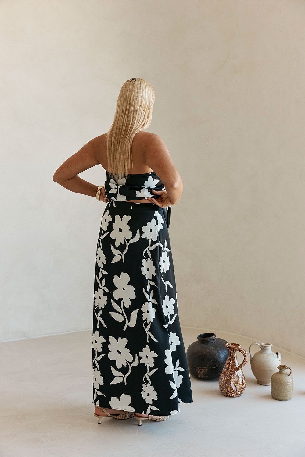 Black Alma Caroline Floral Print Maxi Elora Skirt