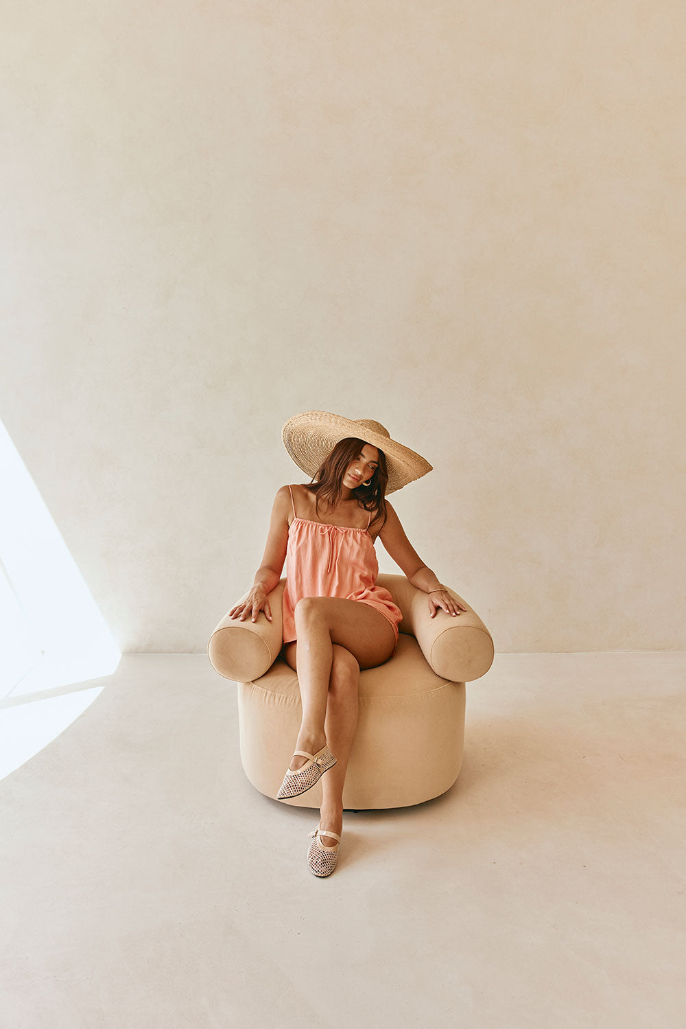 Peach Adjustable Strappy Front Tie Jetta Top