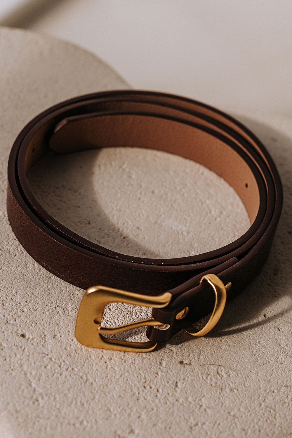Chocolate Brown Gold Buckle Tamara Belt