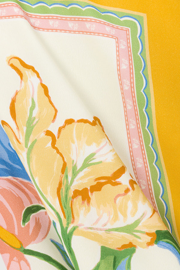 White and Yellow Botanique Strapless Maxi Fia Dress