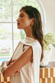 Champagne Scarf Asymmetrical Split Maxi Elise Dress