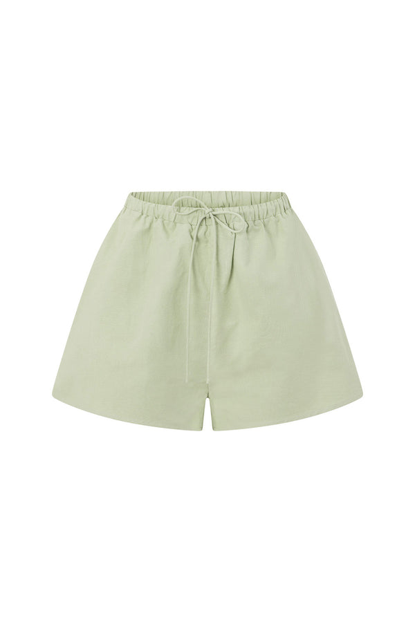 Mint Green High Waist Elastic Drawstring Akel Shorts
