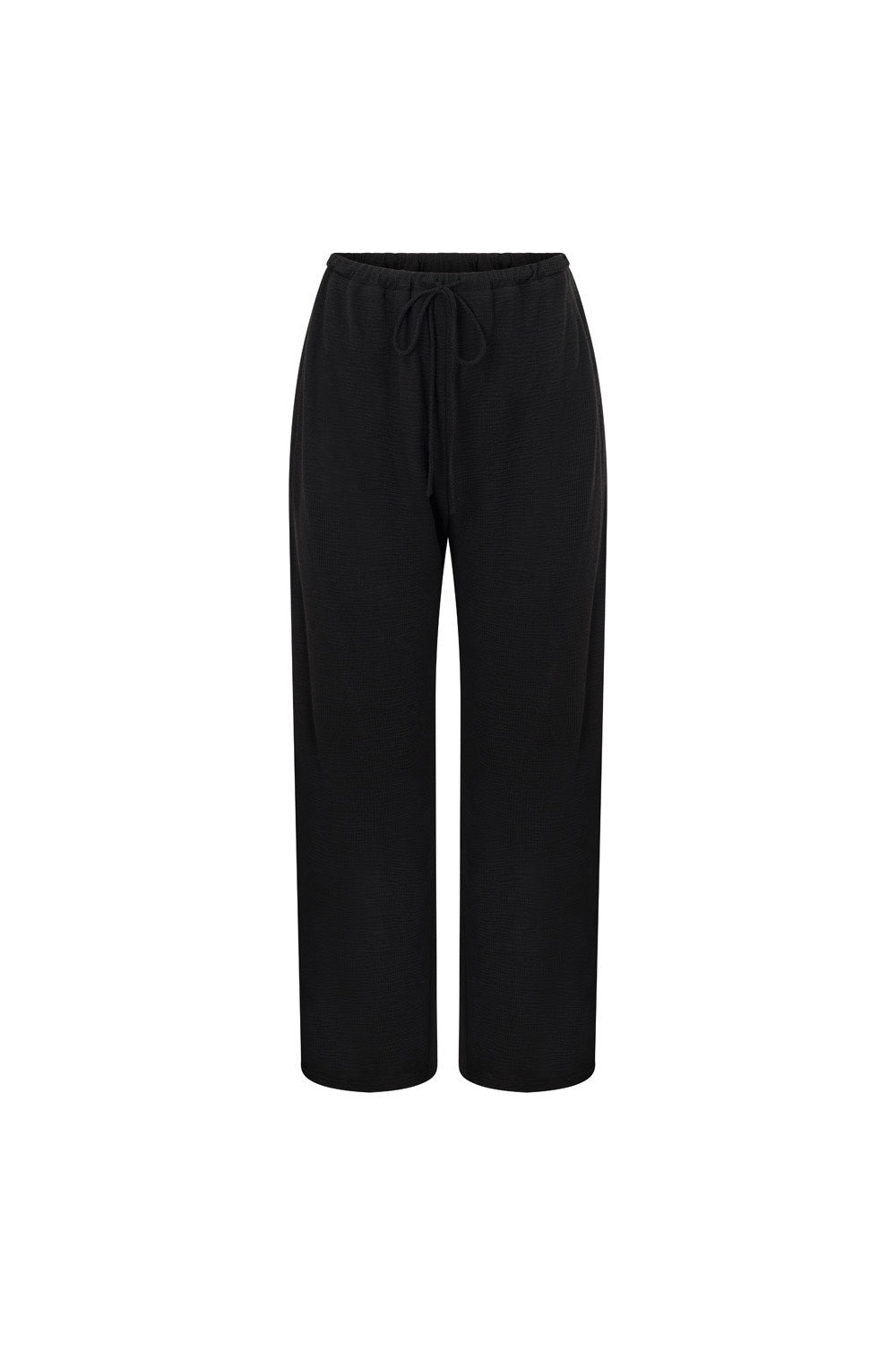 Black High Waist Elastic Drawstring Zen Pants