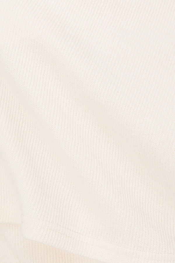 Cream Ribbed V Neck Mini Lucia Dress