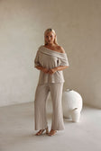 Stone Grey One Shoulder Tarika Top