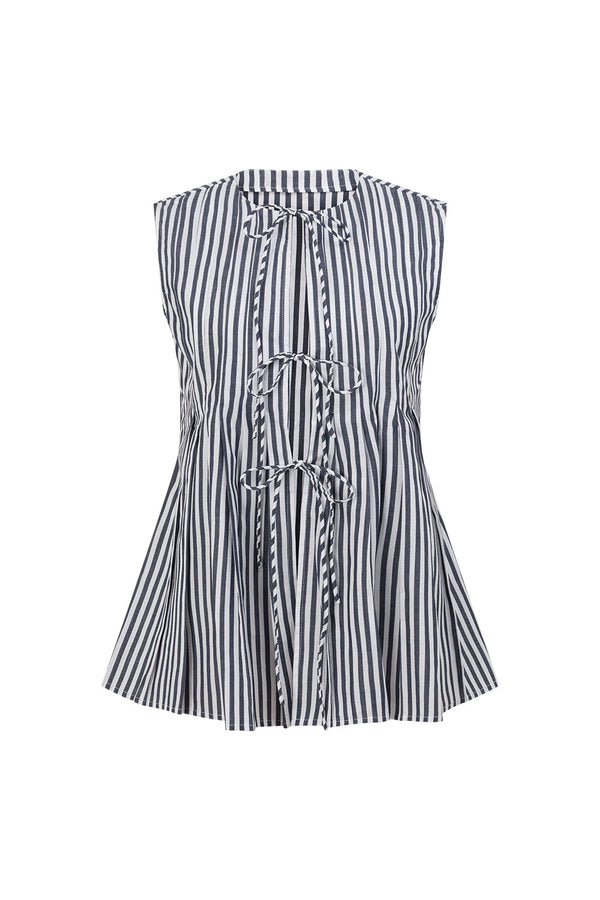 Black and White Stripe Tie Dalia Top