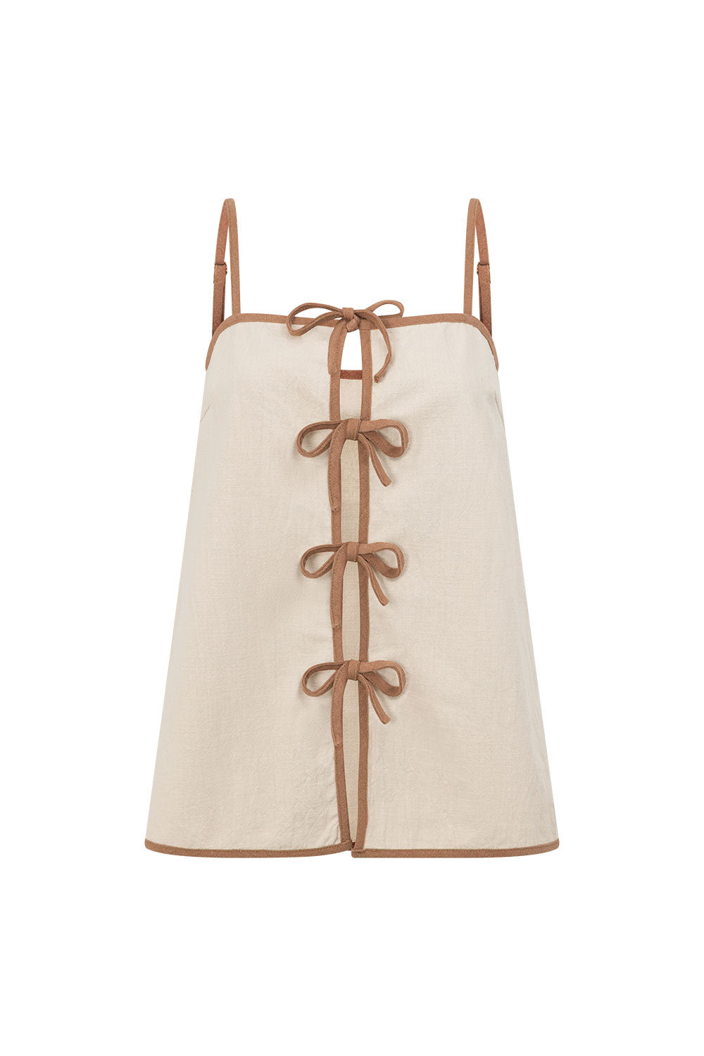 Beige Strappy Front Tie Rosalina Top