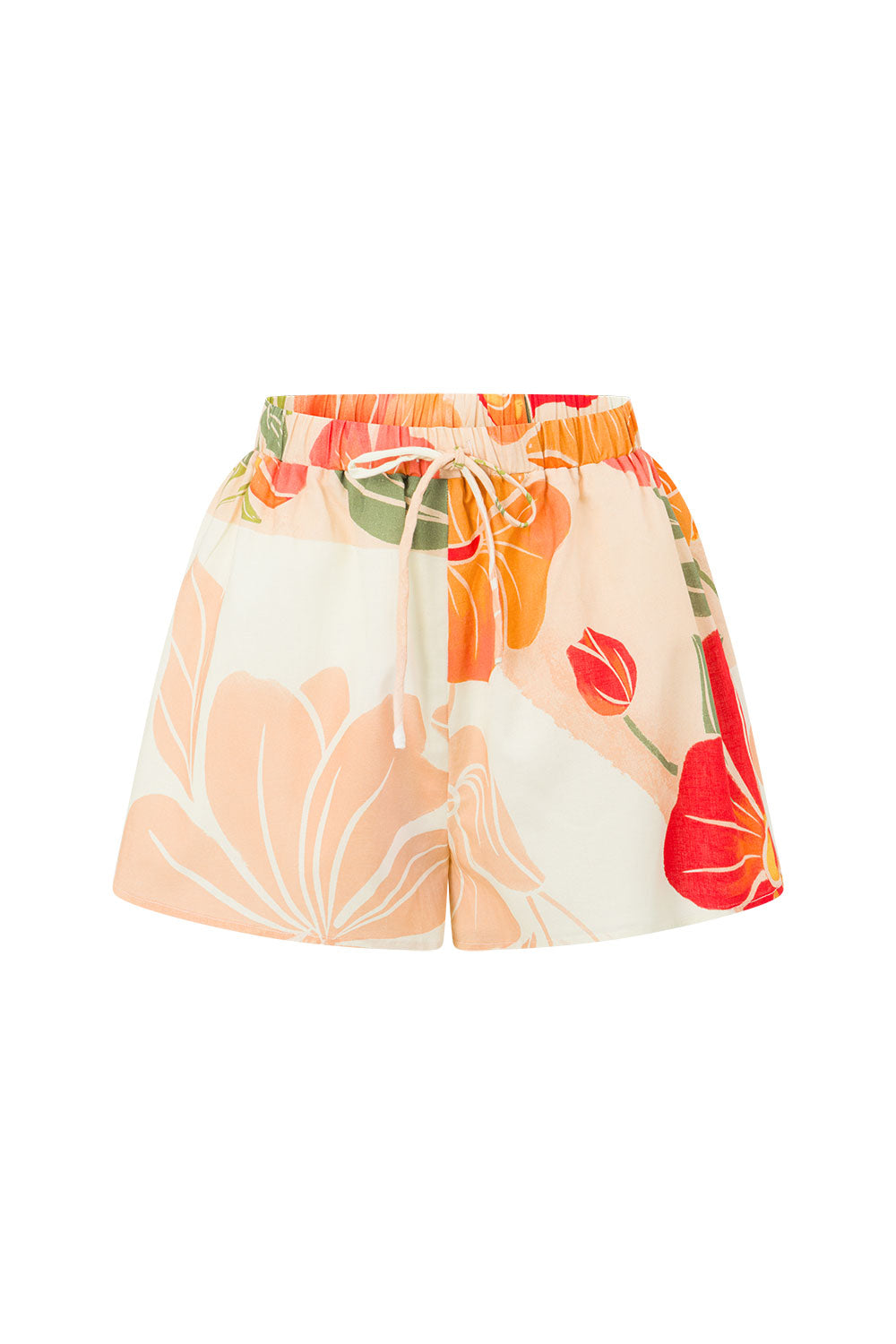 Jetta Tie Shorts - Petal Scarf Pink, White, Orange