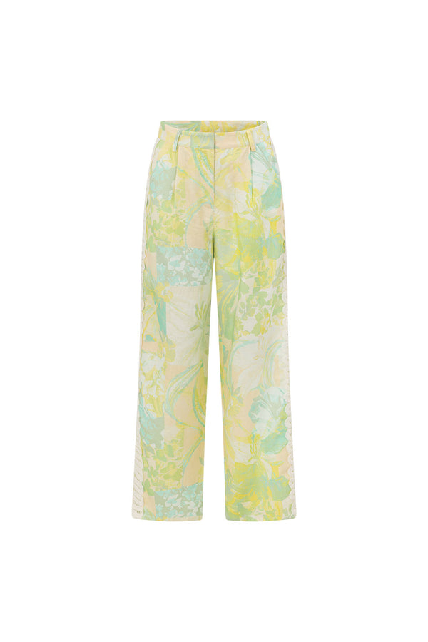 Green Fiore Festivio Print Wide Leg Orion Trouser Pants