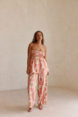 Pink Florero Print Elastic Drawstring Lucia Pants