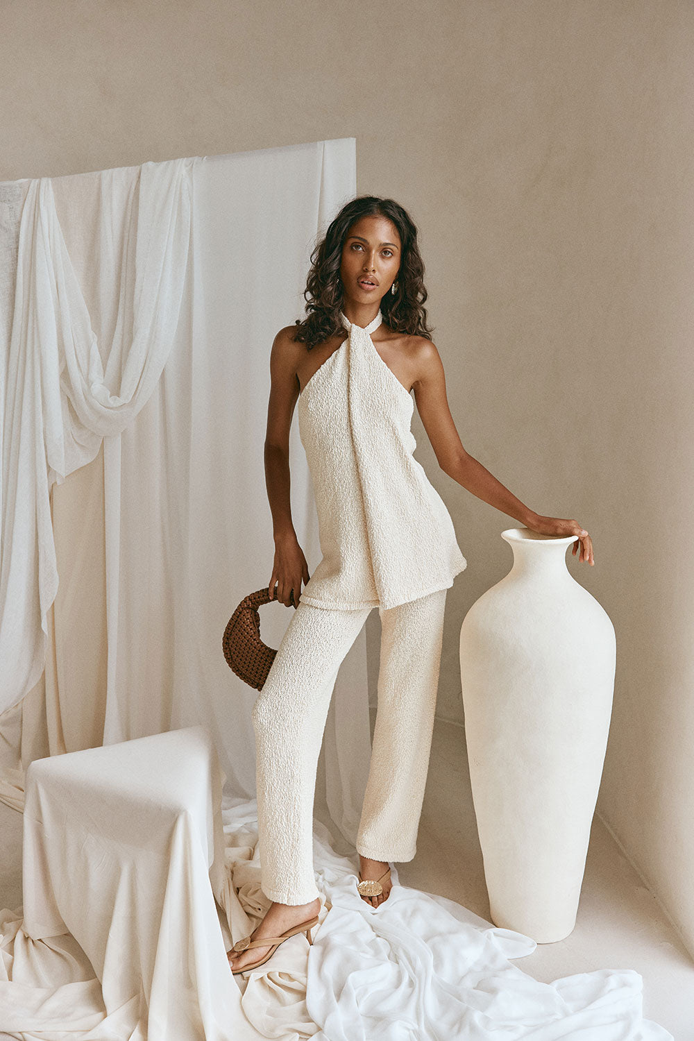 Cream Knit Halter Naveen Top – SABO