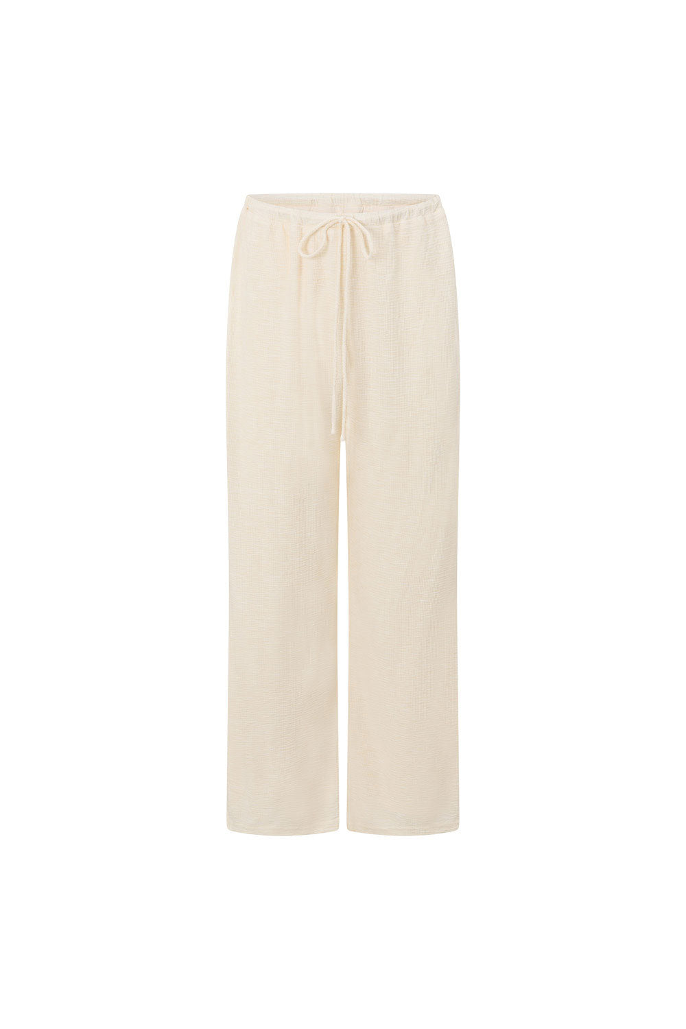 Cream High Waist Elastic Drawstring Zen Pants