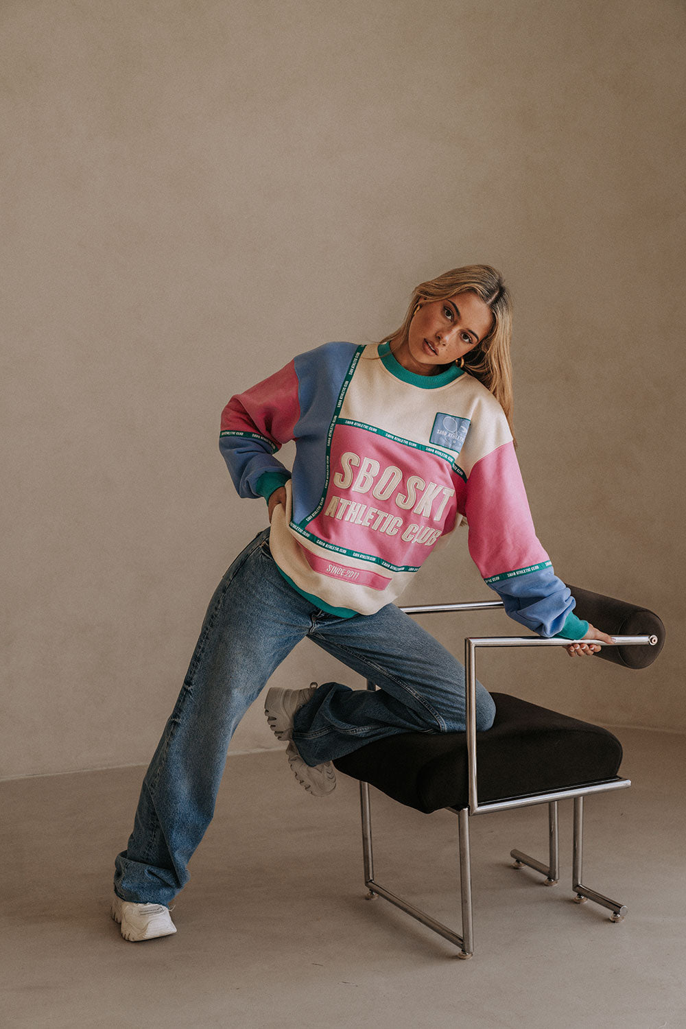 Pink and Cream Pastel Oversized Vintage Royal Mile Sweater