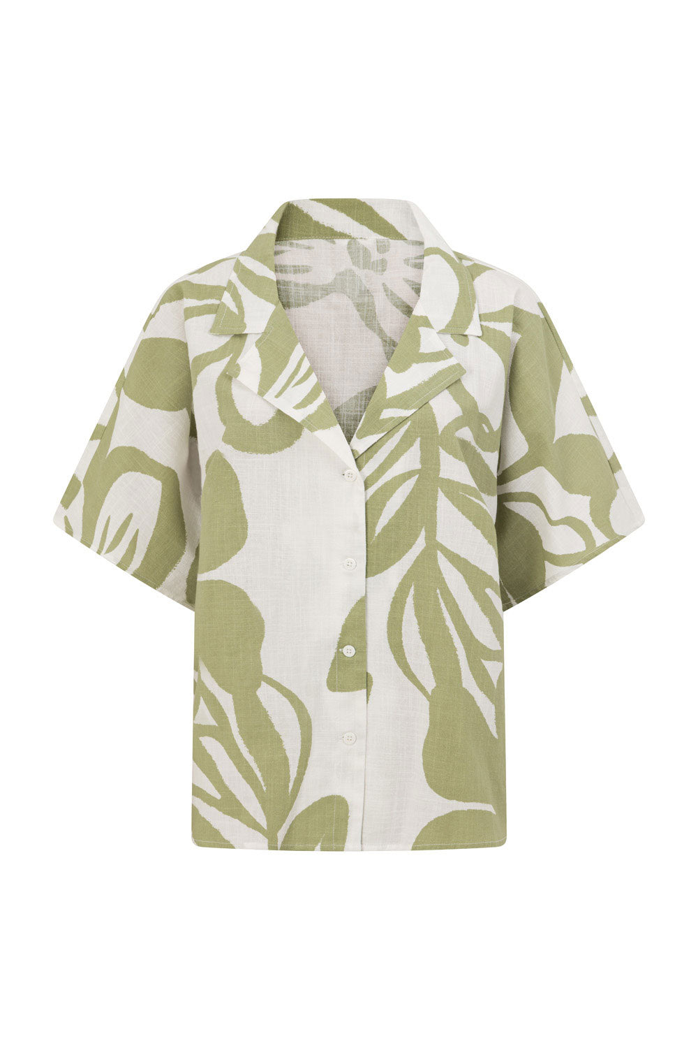 Green Paradisus Floral Print Button Up Senoa Top