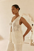 Cream Knit V Neck Blanca Top