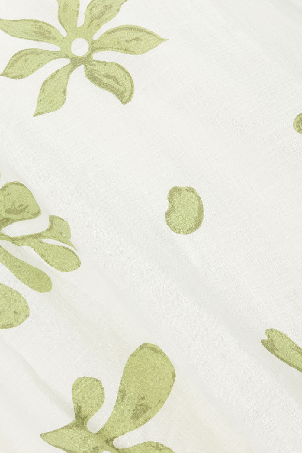 Leesa Puff Sleeve Midi Corset Dress - Floral Print White, Green