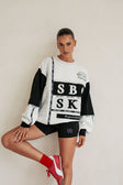 Osaka Vintage Oversized Sweater - Fleece Black White Grey