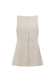 Beige and Black Pinstripe Button Mini Graylee Dress