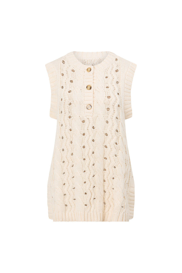 Cream Cable Knit Button Jenna Tunic Top