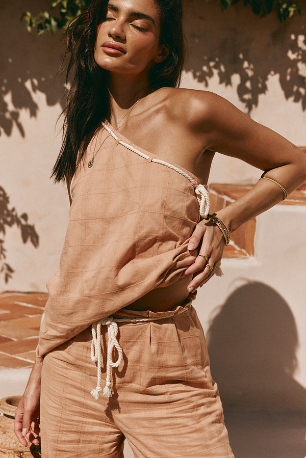 Rust Brown High Waist Drawstring Emmie Pants