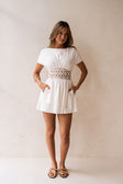 White Flouncy Short Sleeve Mini Alessandra Dress