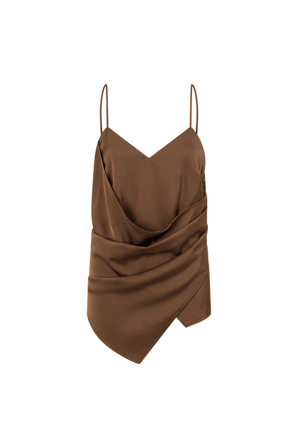 Chocolate Brown Strappy Plunge V Neck Zarah Top