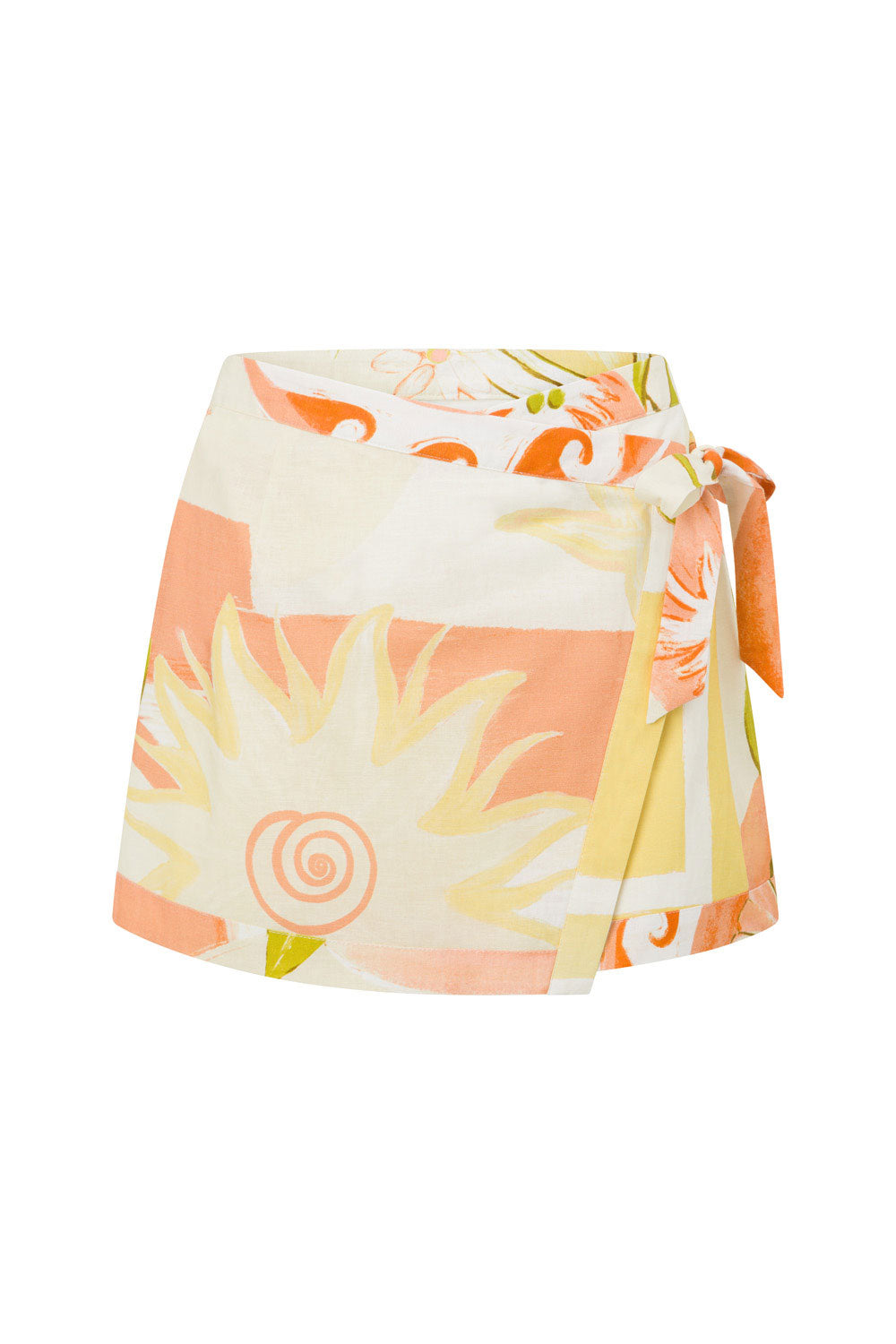 Orange Thalassa Rust Print Wrap Mini Elexus Skirt