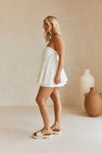 White Cotton Strapless Babydoll Avenue Top