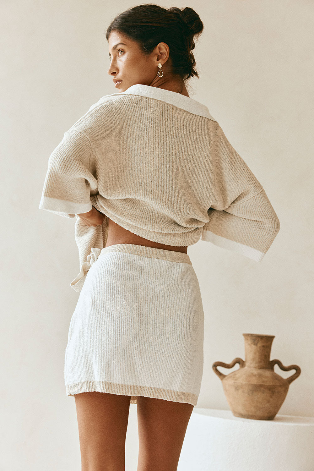 Beige Wrap Elastic Mini Jess Skirt