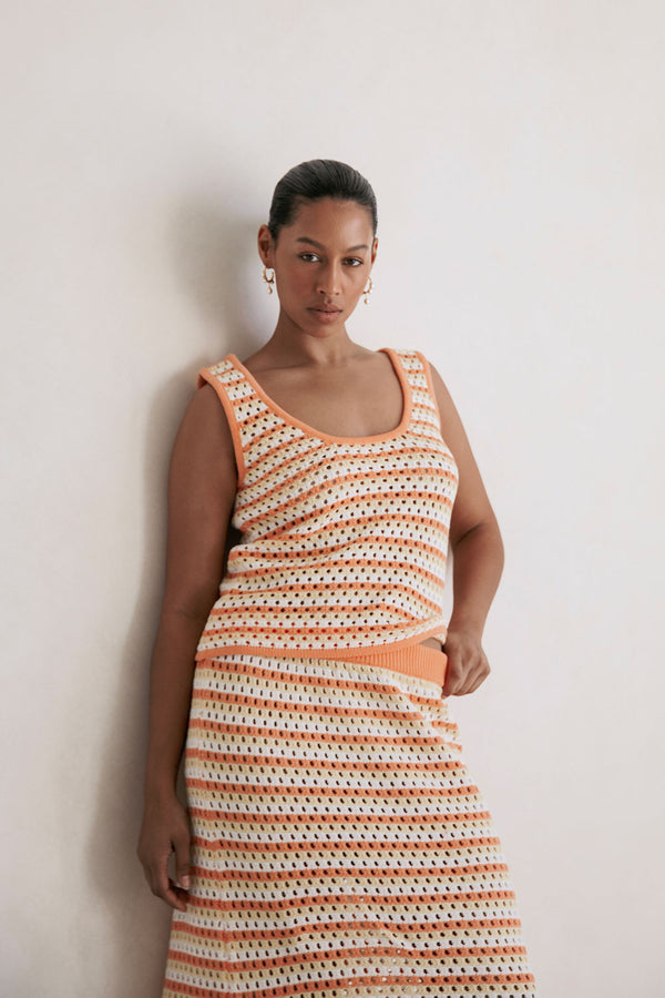 Erin Knit Top - Orange Yellow White