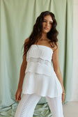 White Wave Knit Strapless Panel Kama Top