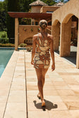 Orange Barrosa Print One Shoulder Mini Zello Dress