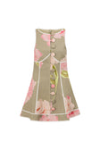 Fiori Green Floral Print Button Mini Amora Dress