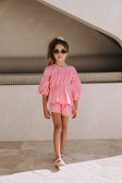 Pink Elastic Drawstring Bikkie Mini Shorts