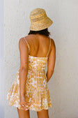 Yellow Strappy Elastic Panel Mini Tacita Dress