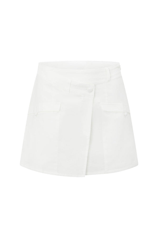 White High Waist Wrap Mini Paige Skort