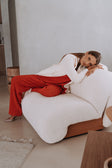 Red Cotton Knit High Waist Athena Pants